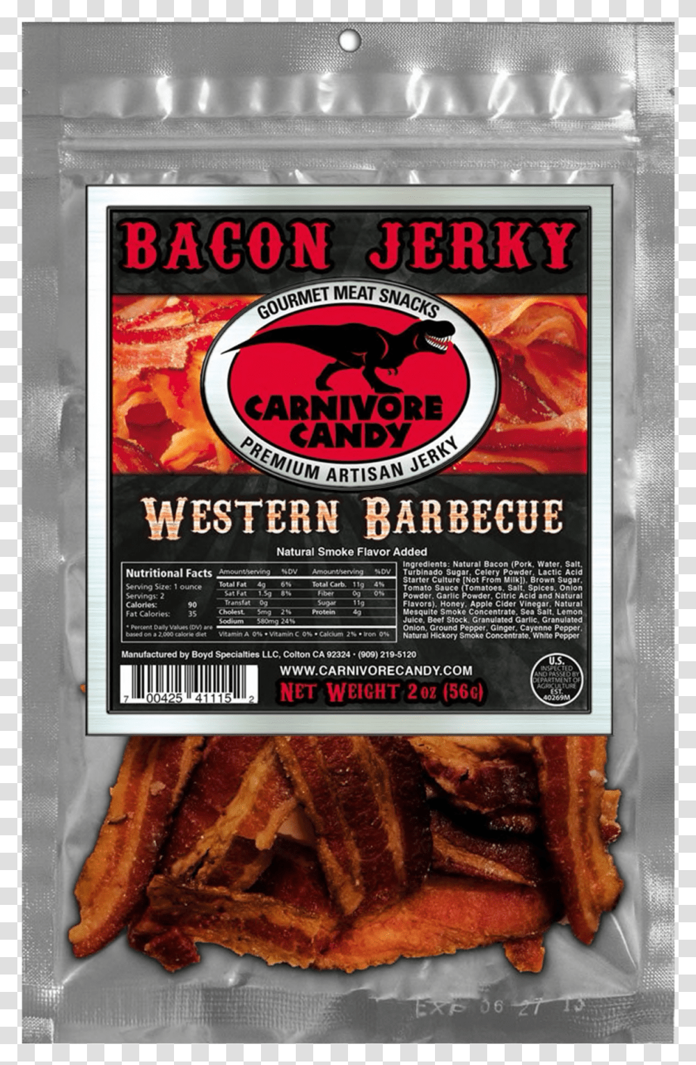Carnivore Candy Western Barbecue Bacon JerkyClass Bacon Jerky, Poster, Advertisement, Bread, Food Transparent Png