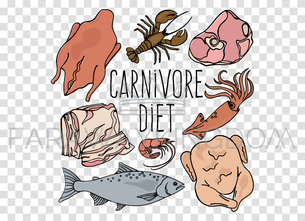 Carnivores Food Clipart, Hand, Animal, Book, Pillow Transparent Png