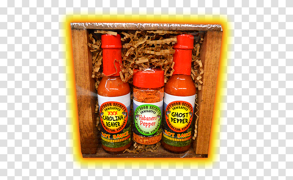 Carolina Reaper And Ghost Pepper Sauce Kit With Habanero Glass Bottle, Food, Shelf, Beer, Alcohol Transparent Png