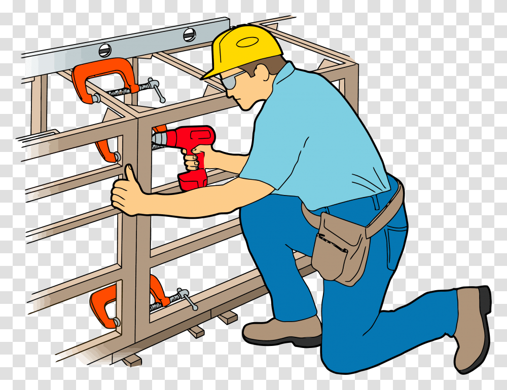 Carpenter Cabinet Work Clipart, Person, Human, Tool, Plumbing Transparent Png