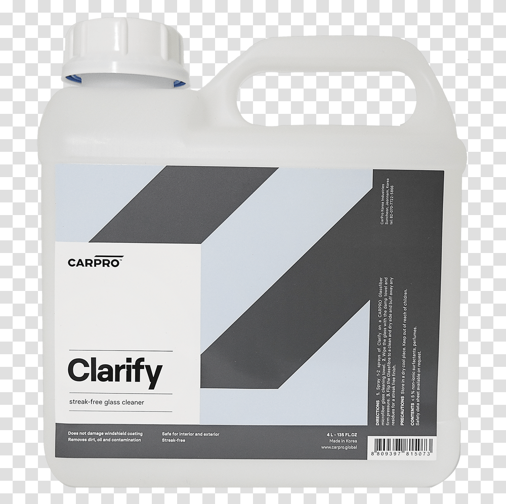 Carpro Clarify Glass Cleaner 1 Gallon, Bottle, Mailbox, Letterbox, Adapter Transparent Png
