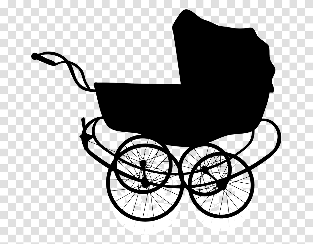 Carriage Baby Carriage Clip Art, Silhouette, Plant, Stencil Transparent Png