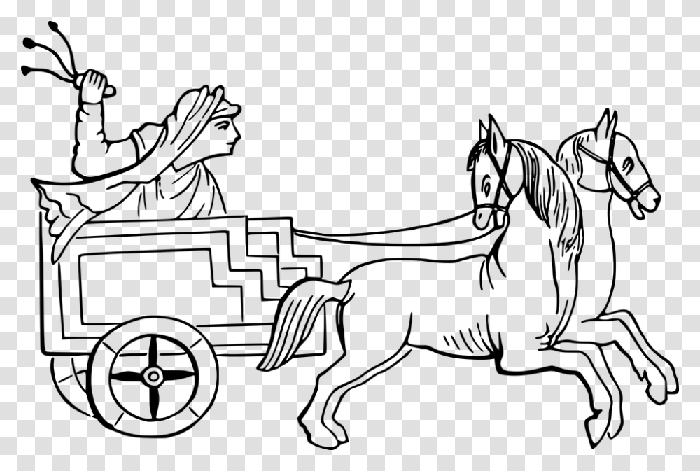 Carriage Chariot Charioteer Horse Horse Drawn Outline Images Of Chariot, Gray, World Of Warcraft Transparent Png