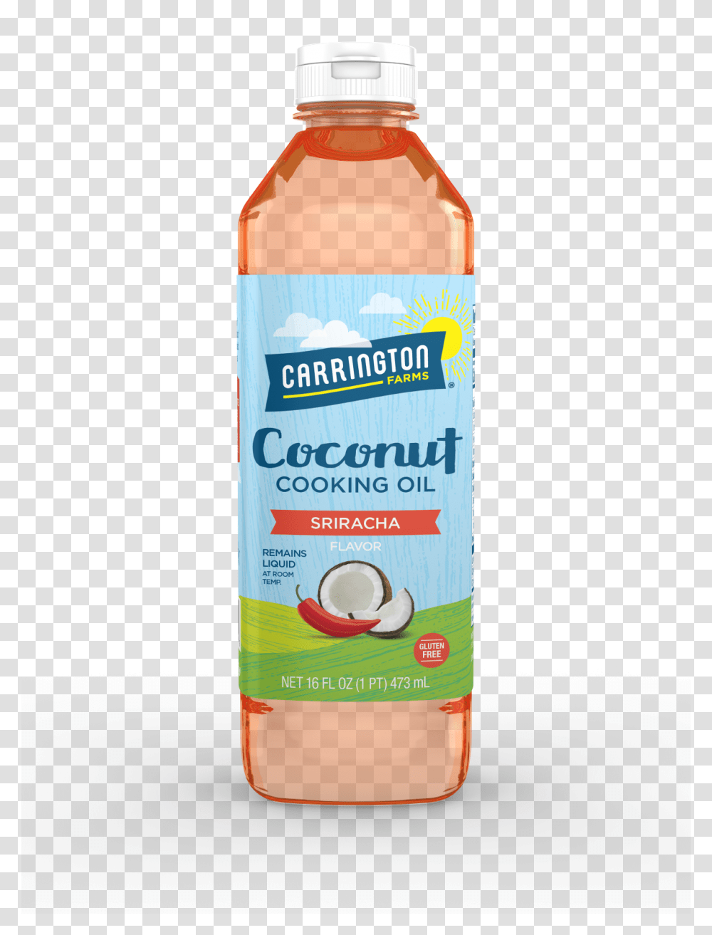 Carrington Farms Sriracha Flavor Coconut Cooking Oil Fl Oz, Label, Bottle, Food Transparent Png
