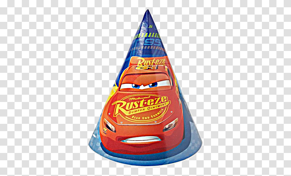 Cars 3 Cone Party Hats Just For Kids Party Hat Cars, Sled, Helmet, Clothing, Apparel Transparent Png
