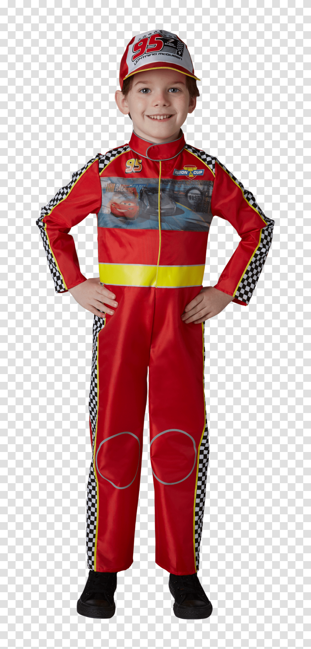 Cars Lightning Mcqueen Race Suit Size Cars, Apparel, Coat, Person Transparent Png