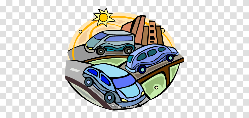 Cars On A Highway With Traffic Royalty Free Vector Clip Art, Drawing, Doodle, Transportation, Vehicle Transparent Png