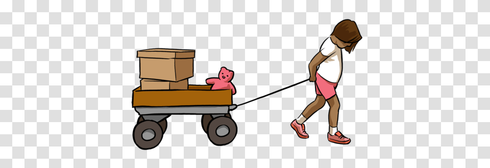 Cart Clipart Pulled, Person, Human, Transportation, Vehicle Transparent Png