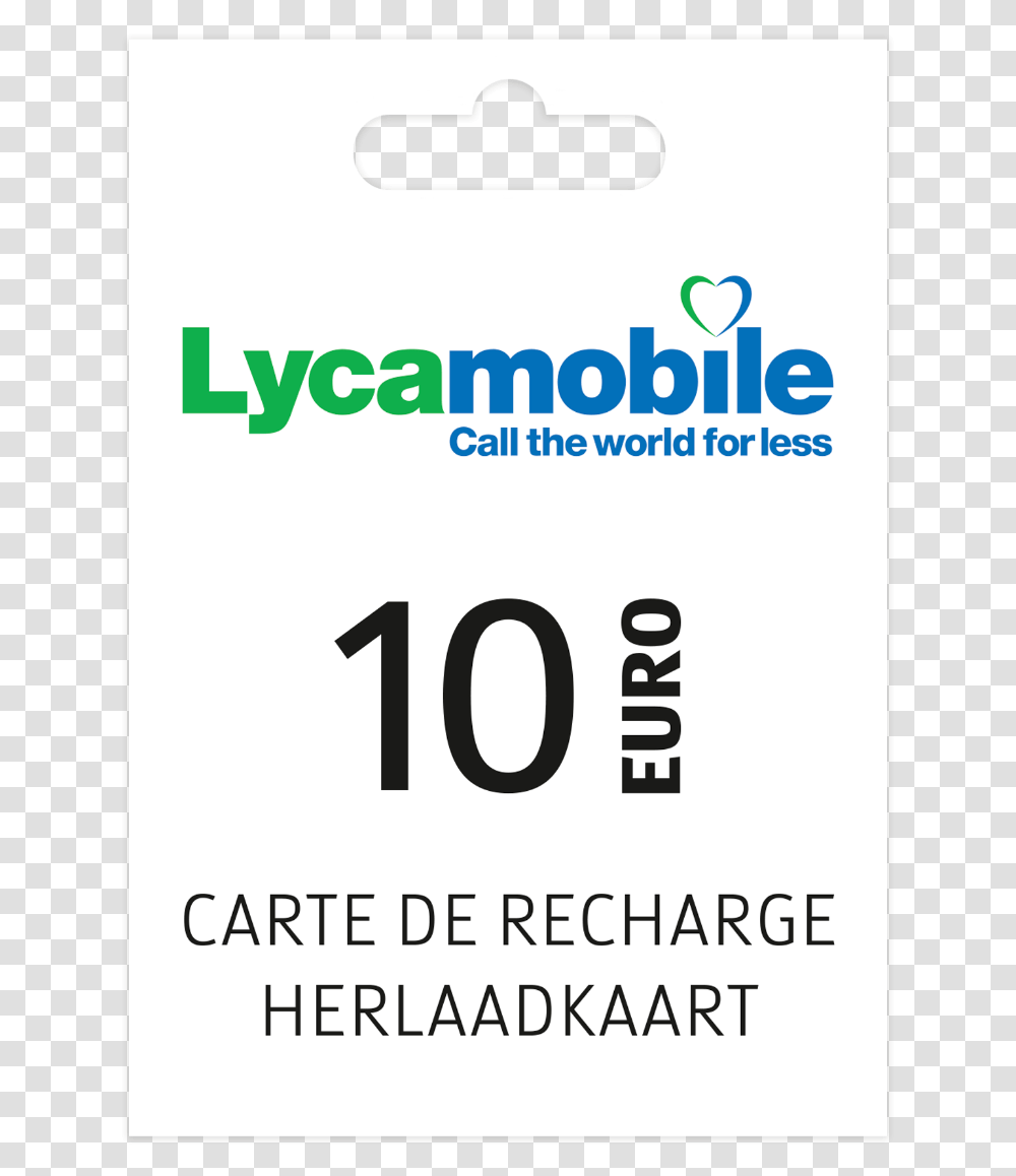 Carte De Recharge Lycamobile 10 Euros Lyca Mobile, Number, Label Transparent Png