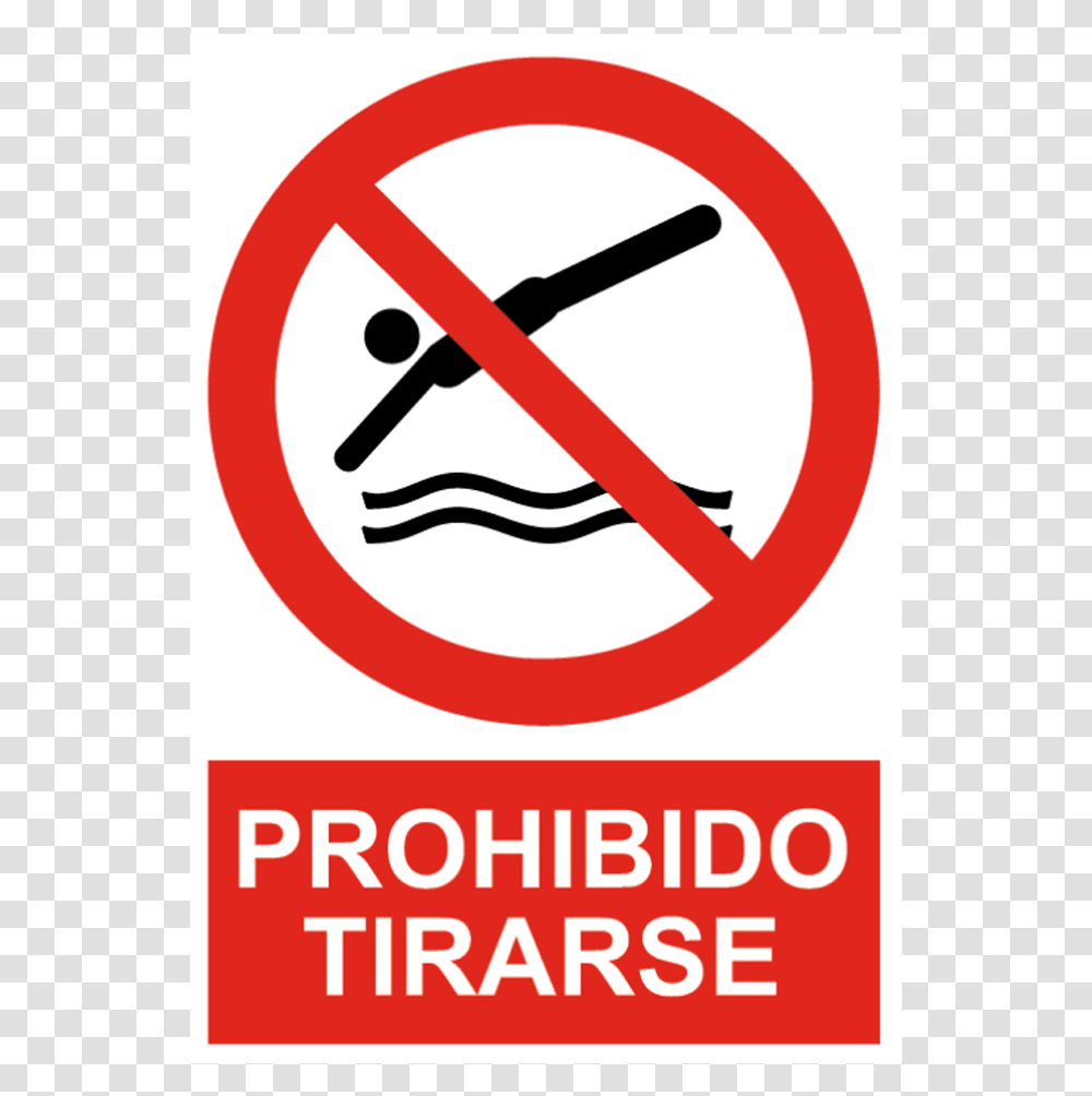 Cartel De Prohibido Tirarse Building Work In Progress, Sign, Road Sign Transparent Png