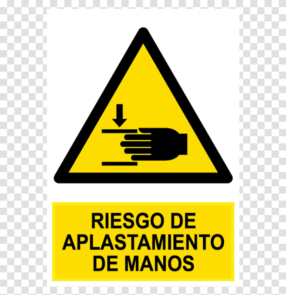Cartel De Riesgo De Aplastamiento De Manos Moving Machinery Warning Signs, Road Sign, Triangle Transparent Png