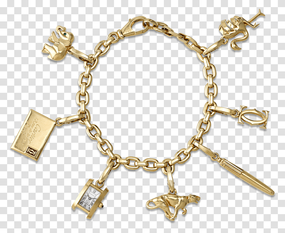 Cartier 18k Gold Charm Bracelet Cartier Charm Bracelet, Jewelry, Accessories, Accessory, Chain Transparent Png
