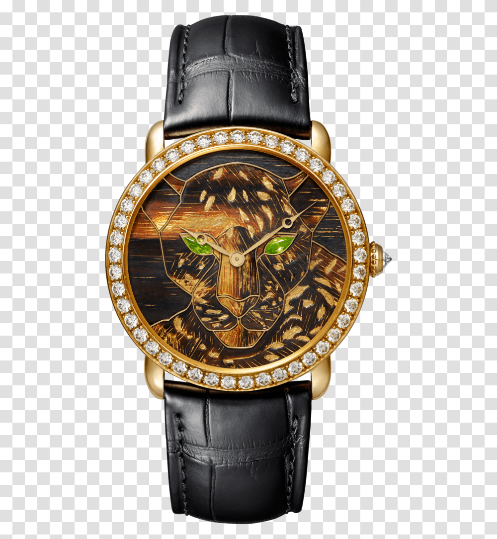 Cartier Panthere Beads Watch, Wristwatch, Gold, Bronze Transparent Png
