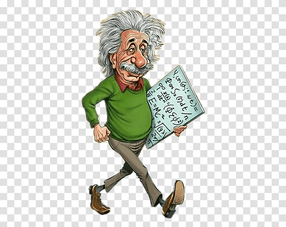Cartoon Albert Einstein Caricature, Person, Face, Hand Transparent Png