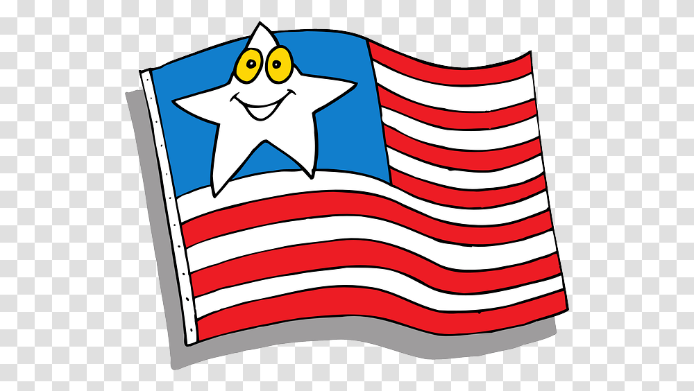 Cartoon American Flag Flag Star Face Cartoon American Wave Smile, Star Symbol, Emblem Transparent Png