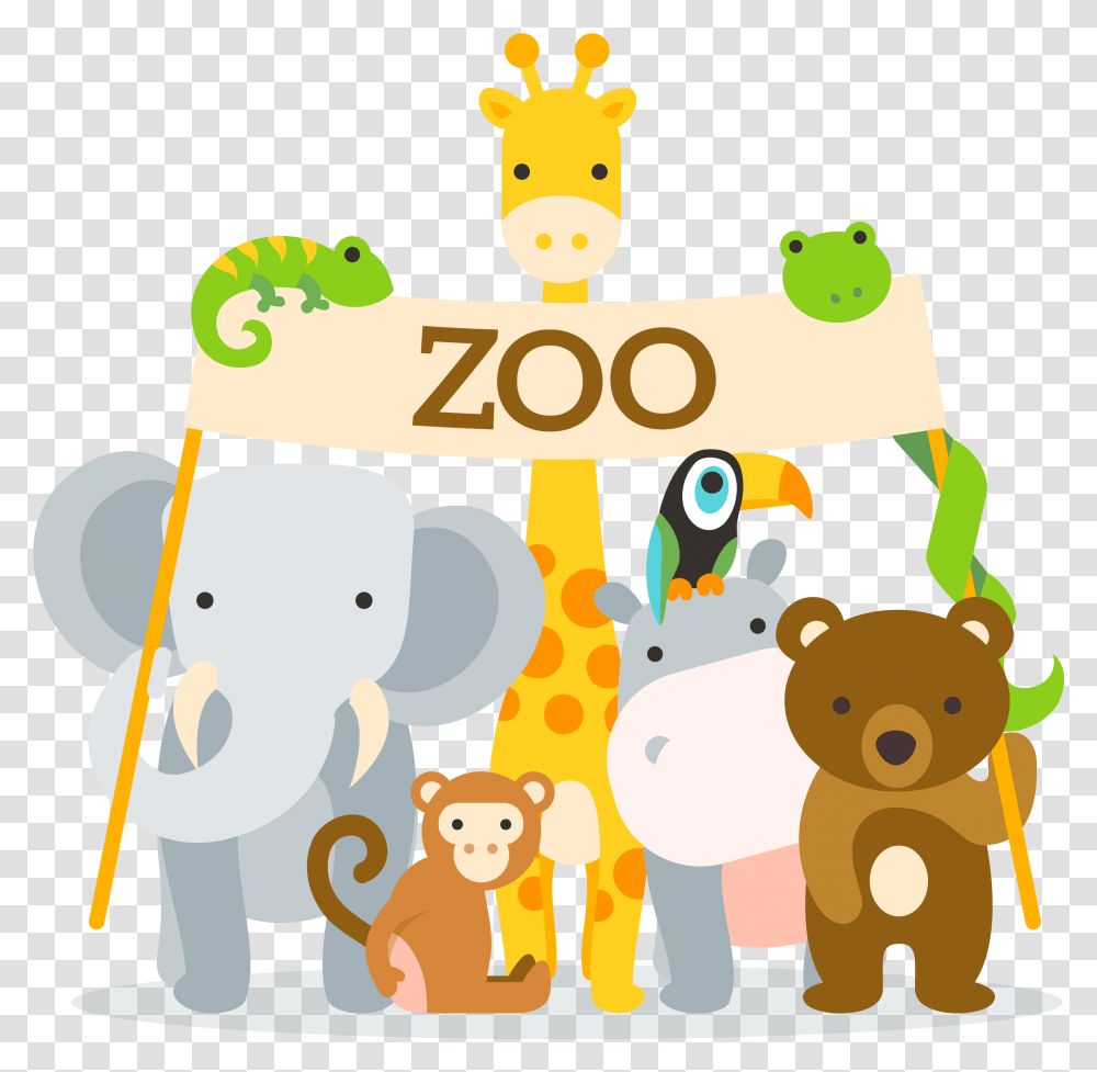 Cartoon Animal Zoo Zoo Cartoon, Text, Advertisement, Birthday Cake, Food Transparent Png