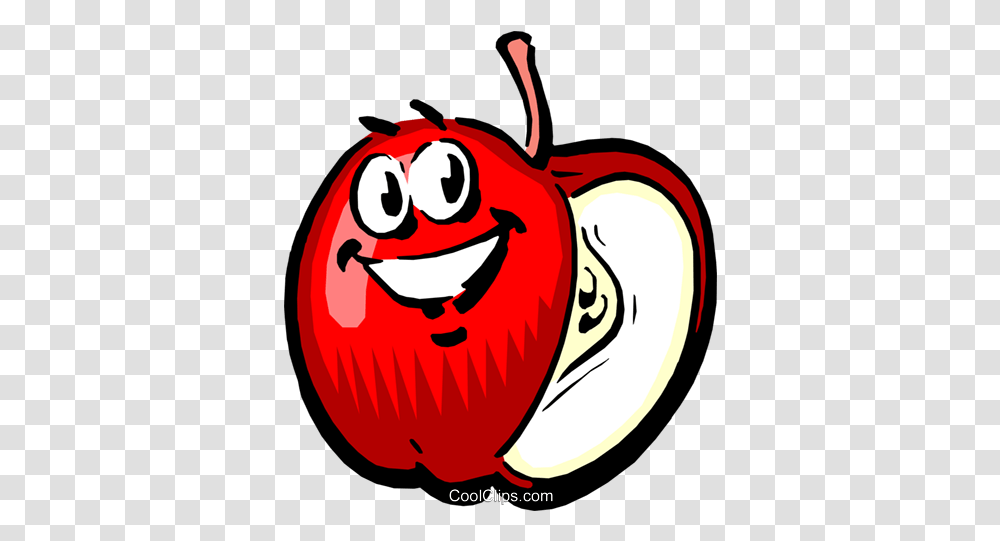 Cartoon Apple Royalty Free Vector Clip Art Illustration Cartoon Apples, Food, Plant, Label, Text Transparent Png