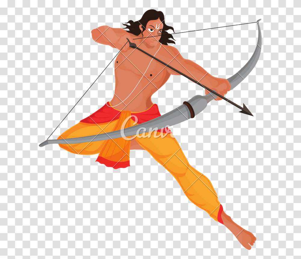 Cartoon Arrow Lord Rama With Bow And Arrow, Person, Human, Sport, Sports Transparent Png
