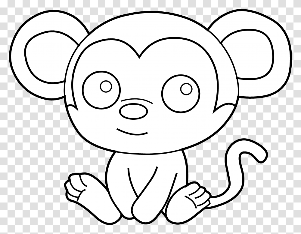 Cartoon Baby Monkey Images Easy Colouring Pages To Print, Drawing, Stencil, Doodle, Pot Transparent Png