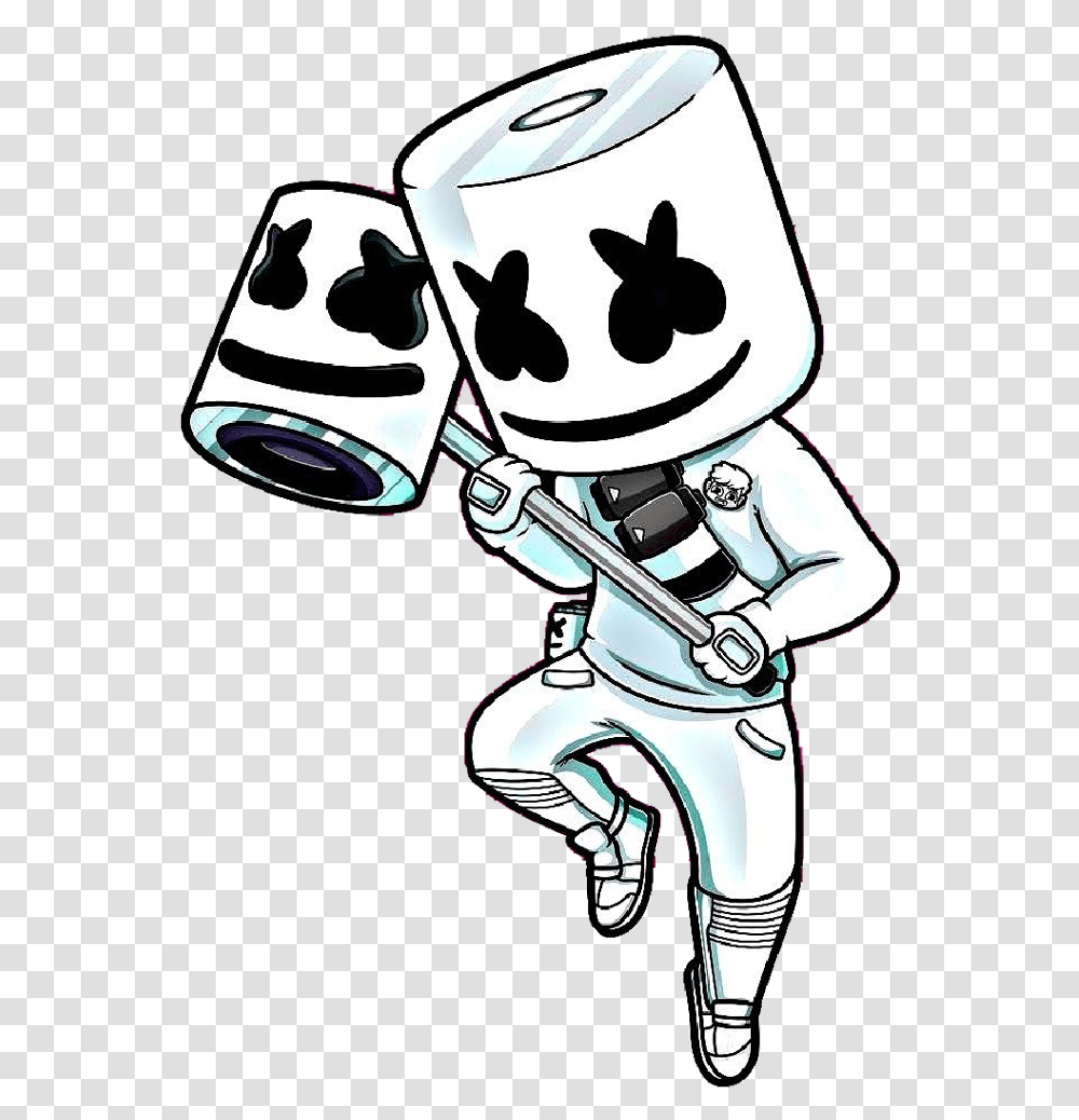 Cartoon Background Marshmello, Robot, Microscope, Scientist, Drawing Transparent Png