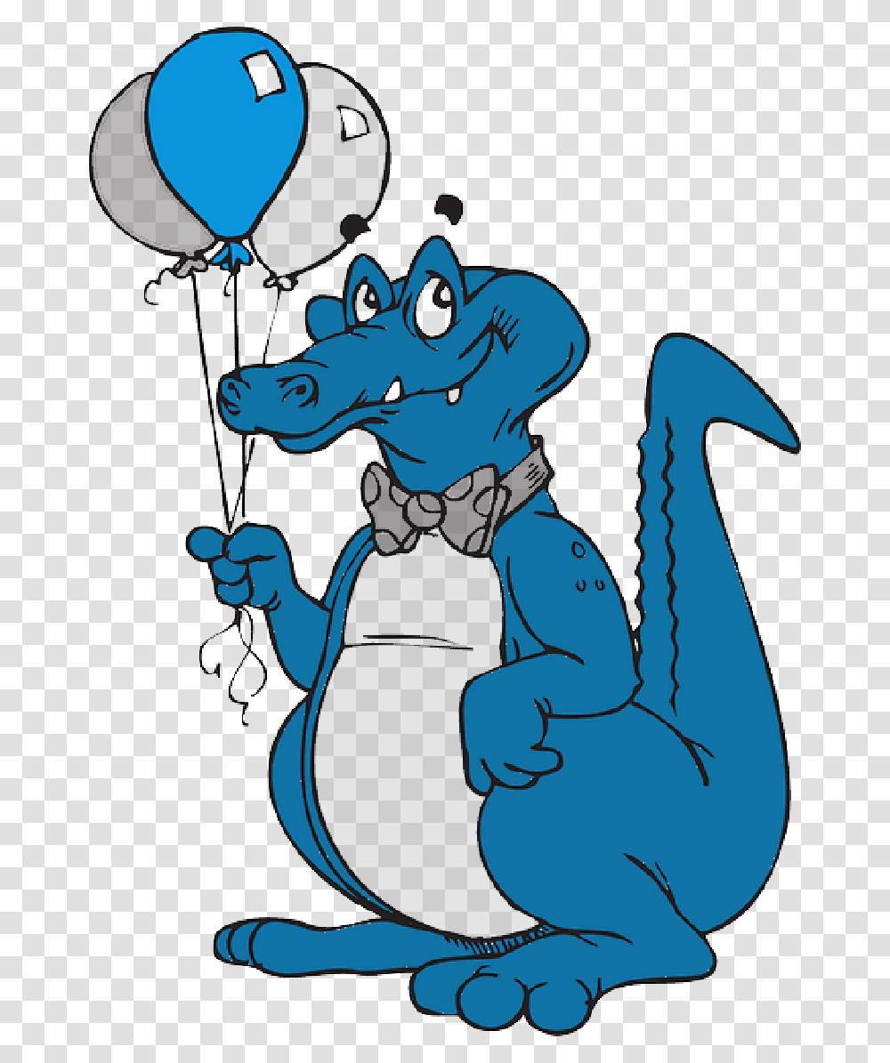 Cartoon Balloons Bow Standing Eyebrows Alligator Alligator Anime, Animal, Wildlife, Mammal Transparent Png