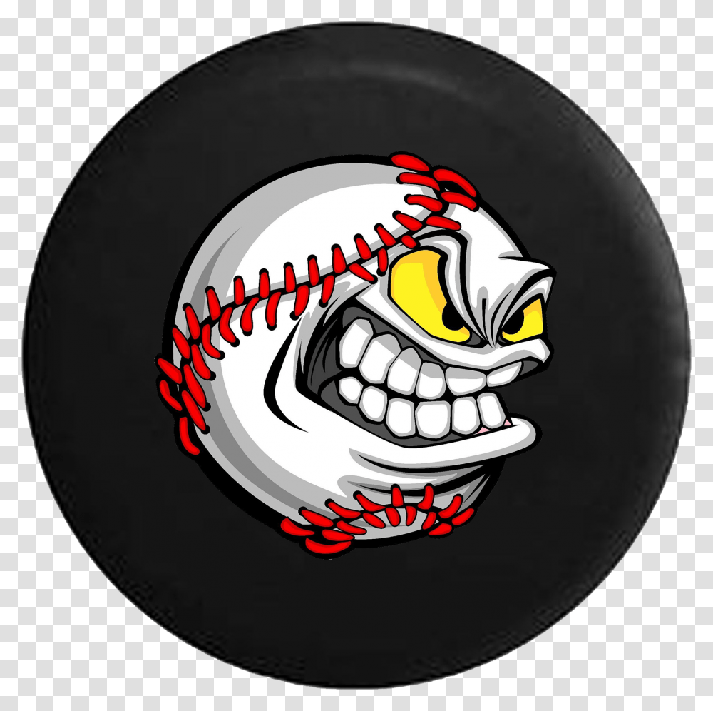 Cartoon Baseball Sports Rv Camper Spare Tire Cover 35 Baseball Face Cartoon Ball, Hand, Helmet, Apparel Transparent Png