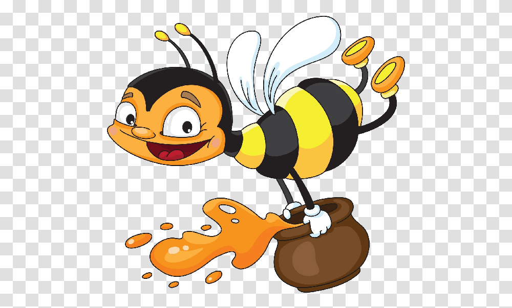 Cartoon Bee Bee Making Honey Clipart, Wasp, Insect, Invertebrate, Animal Transparent Png