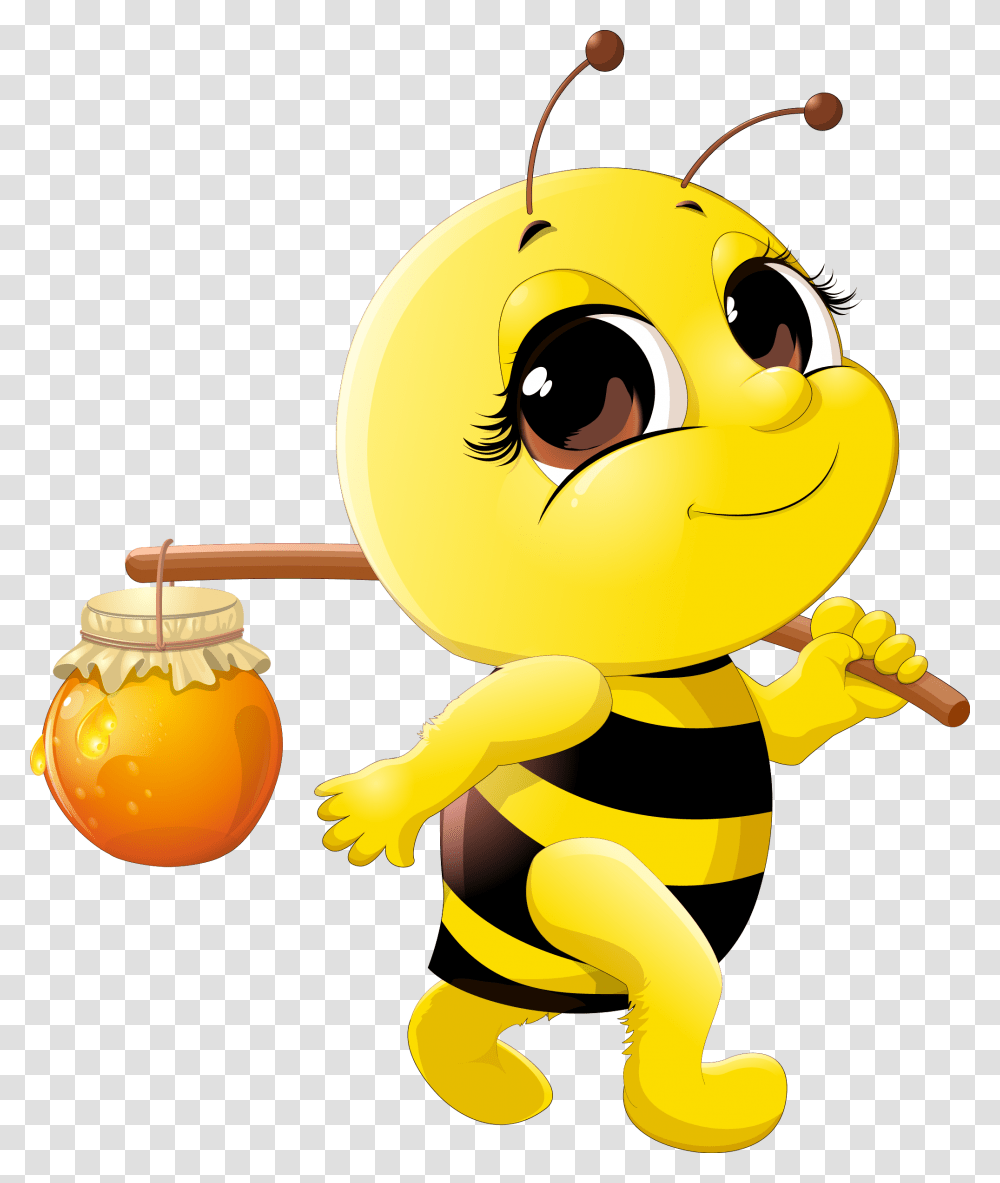 Cartoon Bee Cartoon Honey Bee Drawing, Plant, Invertebrate, Animal, Insect Transparent Png