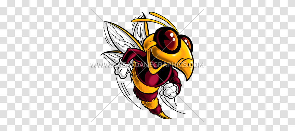 Cartoon Bee Mascot Production Ready Artwork For T Shirt Printing, Wasp, Insect, Invertebrate, Animal Transparent Png