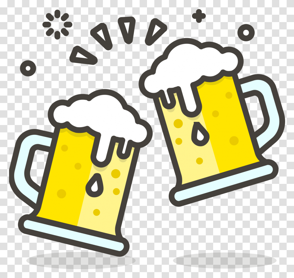 Cartoon Beer Mugs Clinking, Stein, Jug, Alcohol, Beverage Transparent Png