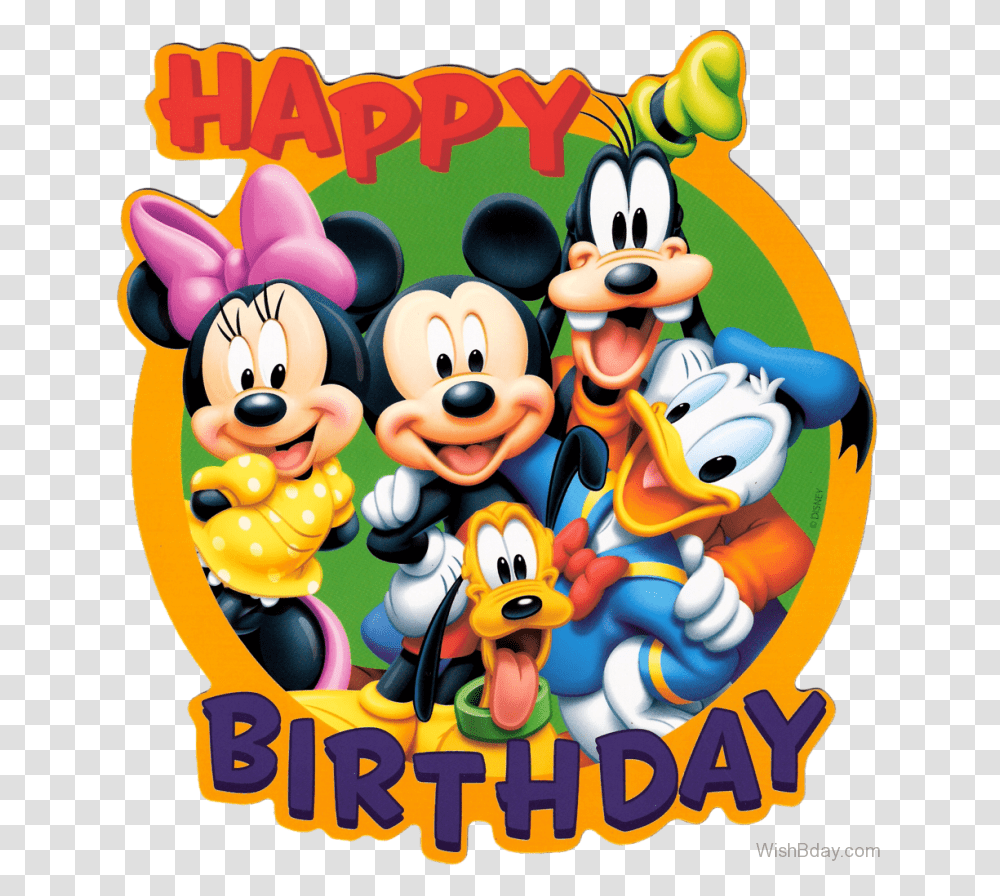 Cartoon Birthday Wishes Happy Birthday Disney, Label, Food, Plant Transparent Png