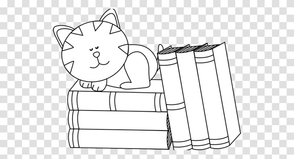 Cartoon Black And White Cat Domestic Short Haired Cat, Book, Indoors, Bathroom Transparent Png