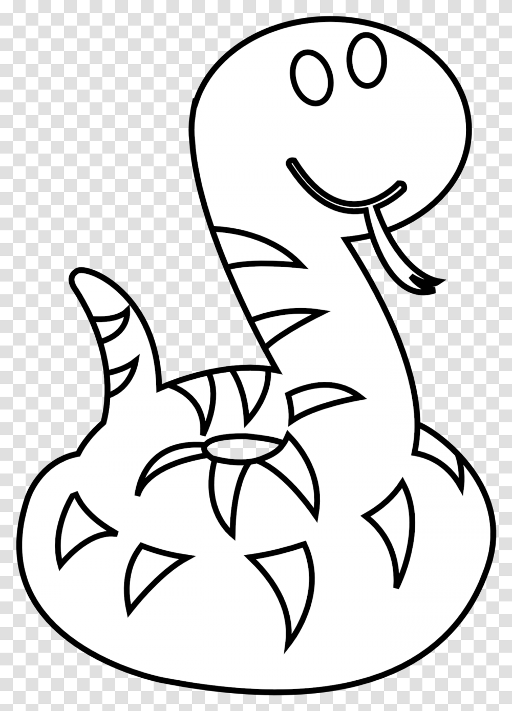 Cartoon Black And White Clipart Snake Black And White, Stencil, Graphics Transparent Png