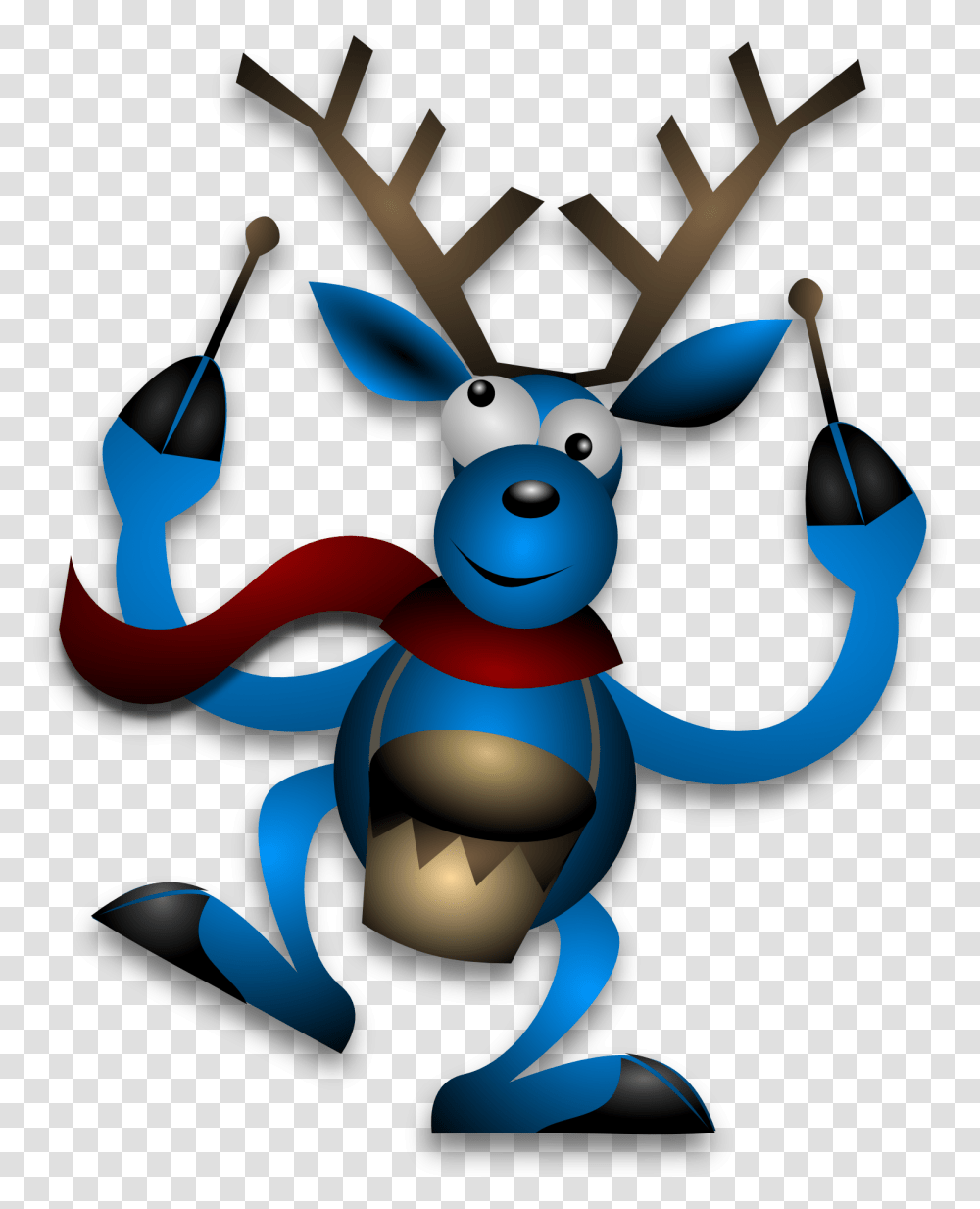 Cartoon Blue Reindeer Drummer The Best Christmas Present Broken Drum, Toy, Animal, Mammal, Wildlife Transparent Png