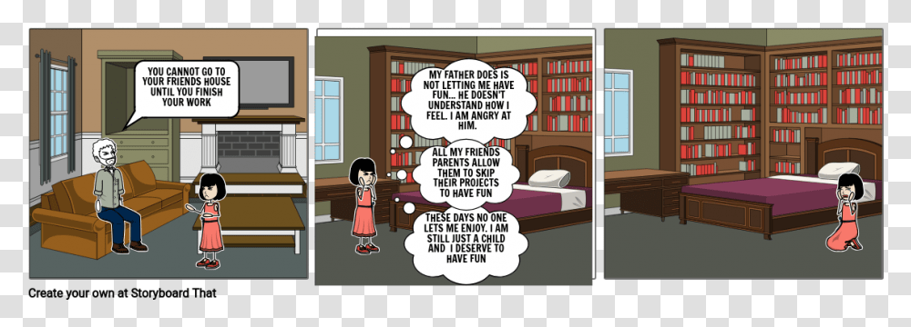 Cartoon, Book, Comics, Library, Room Transparent Png