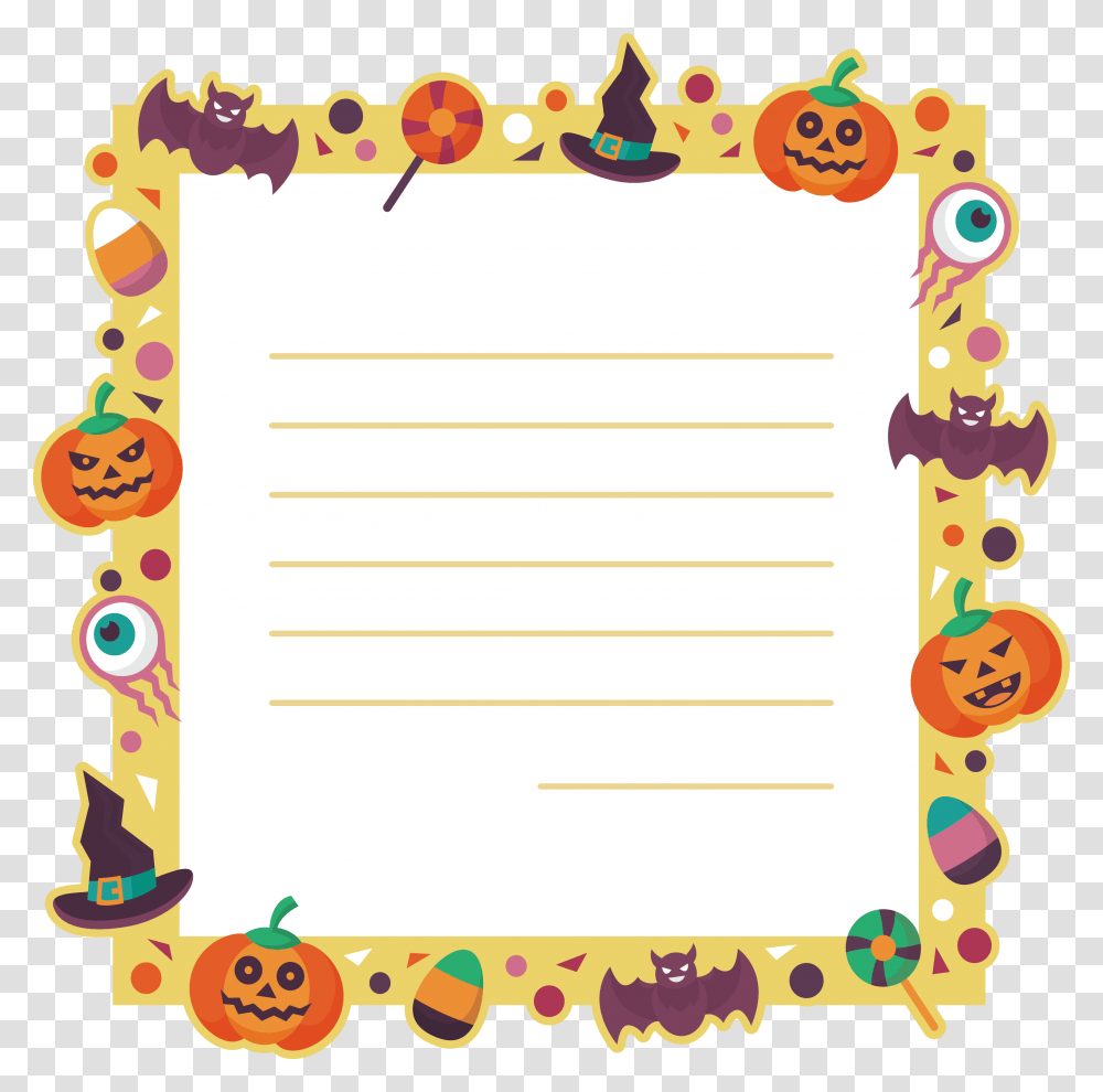 Cartoon Border Halloween Message Card Download, Page Transparent Png