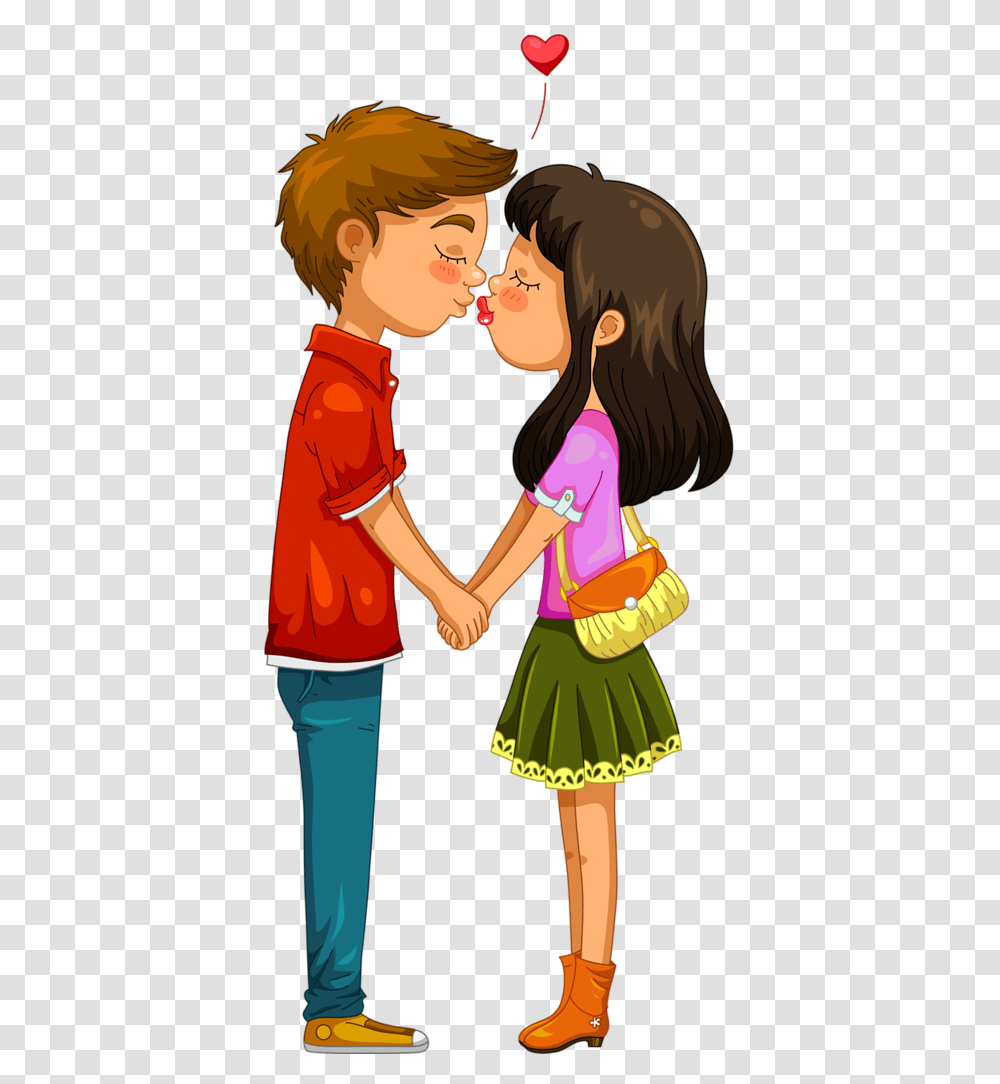 Cartoon Boy And Girl Kiss, Person, Human, Hand, Holding Hands Transparent Png