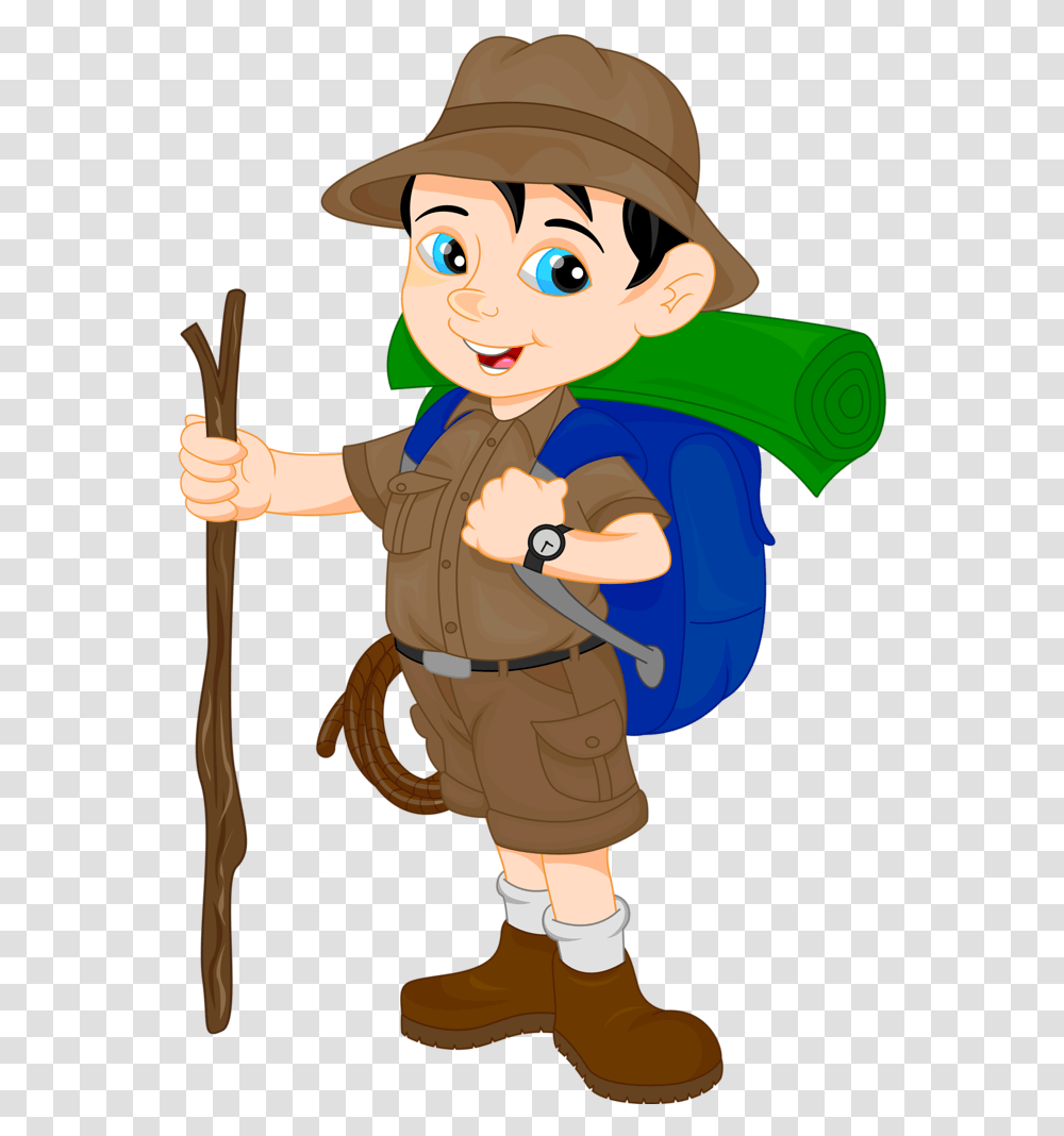 Cartoon Boy Hiker, Person, Costume, Hat Transparent Png