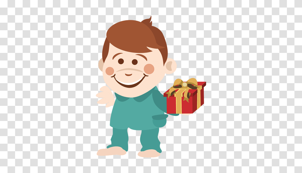 Cartoon Boy Holding Giftbox, Elf Transparent Png