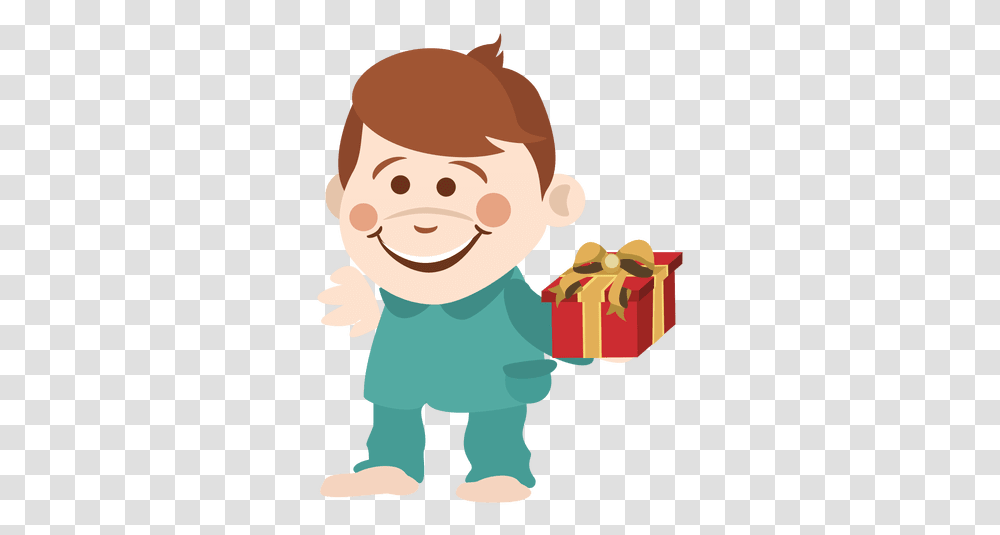 Cartoon Boy Holding Giftbox & Svg Vector File Kids Addicted To Phone Clipart, Elf, Person, Human Transparent Png