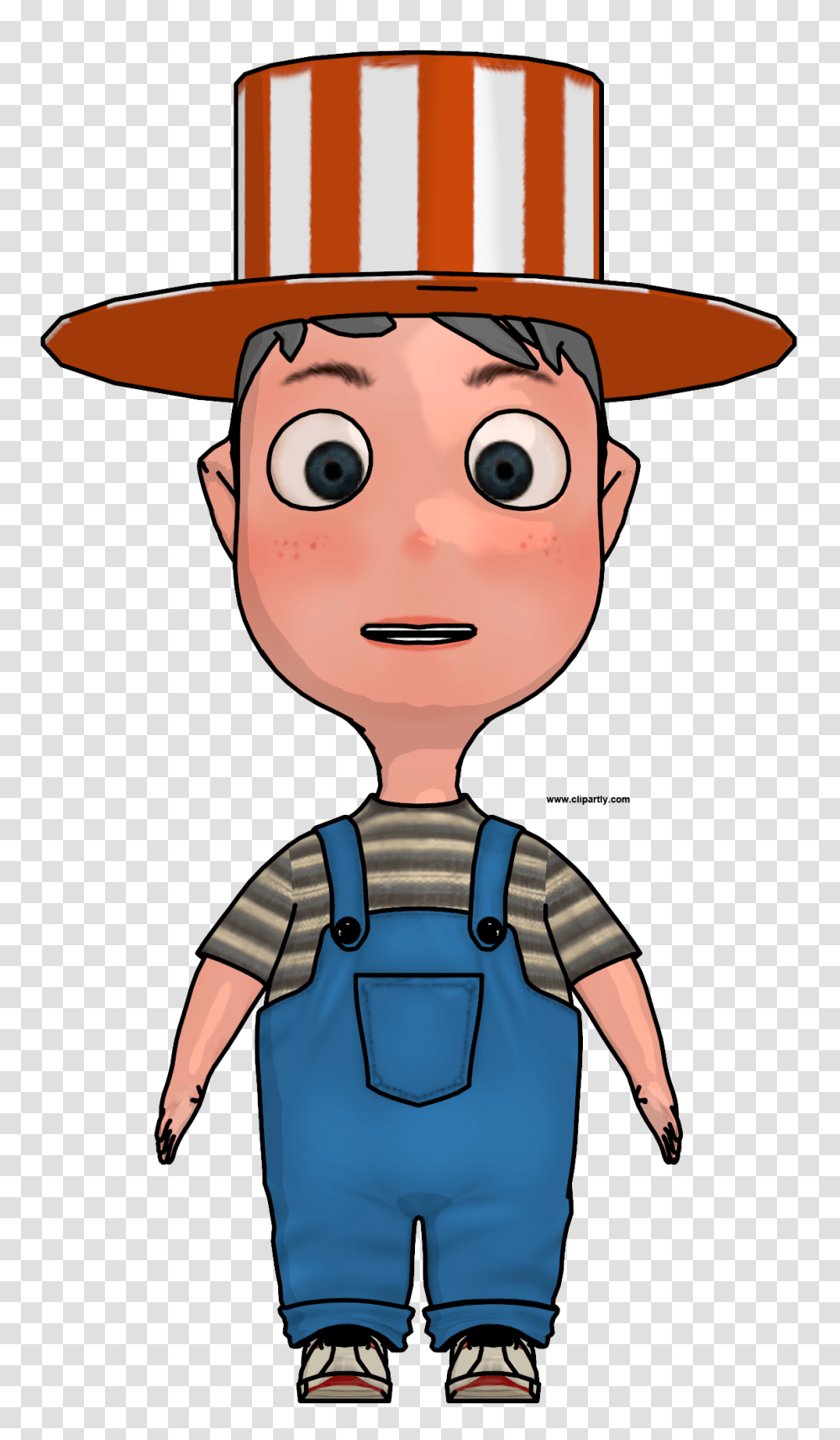 Cartoon Boy With Hat Front View Clipart, Apparel, Face, Toy Transparent Png