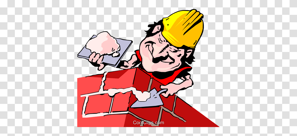 Cartoon Bricklayer Royalty Free Vector Clip Art Illustration, Person, Hardhat, Helmet Transparent Png