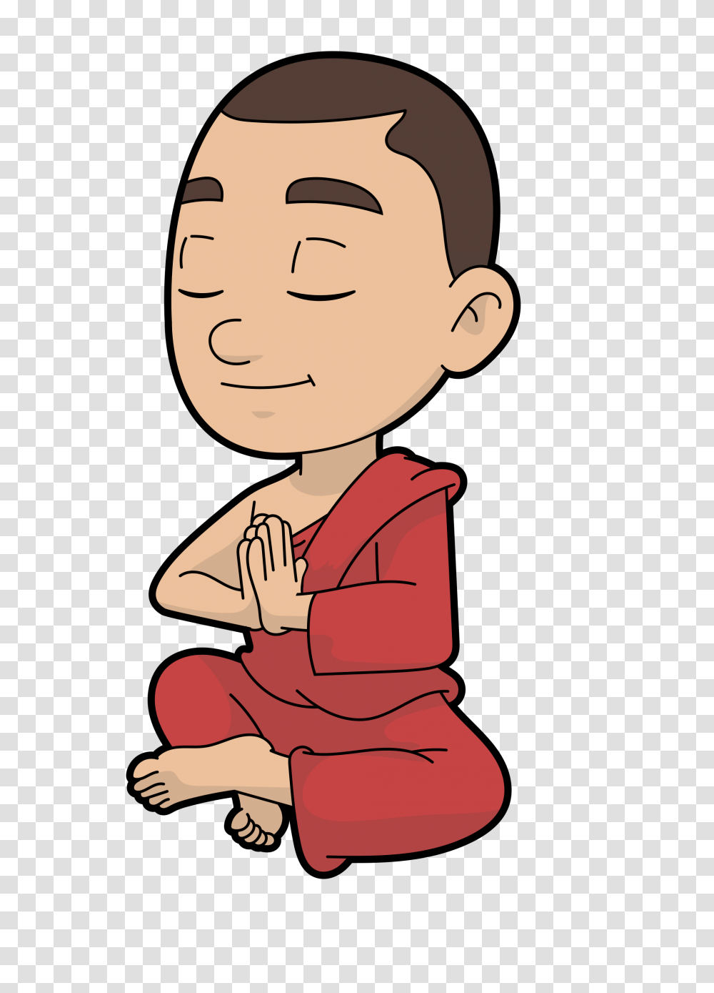 Cartoon Buddhist Monk In Meditation, Worship, Prayer, Robe, Fashion Transparent Png