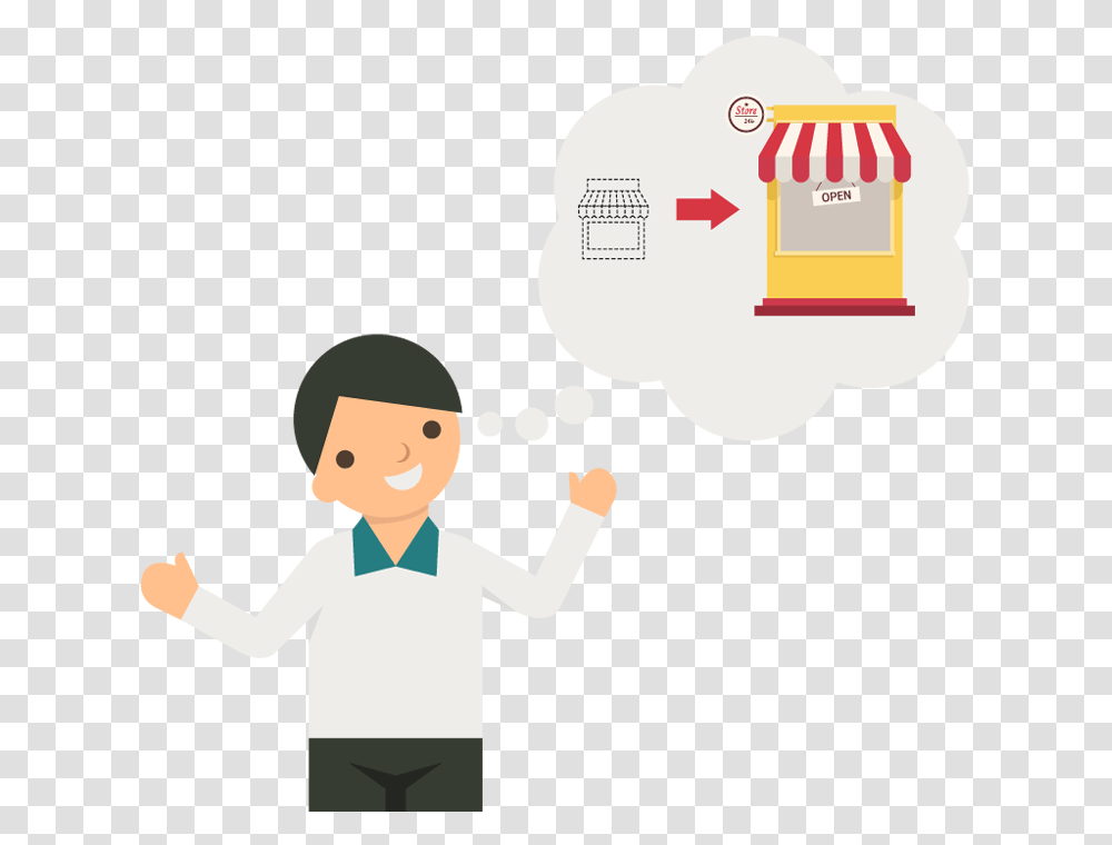 Cartoon Business Man Thinking Of Make A Big Store Man In Store, Person, Human, Juggling Transparent Png