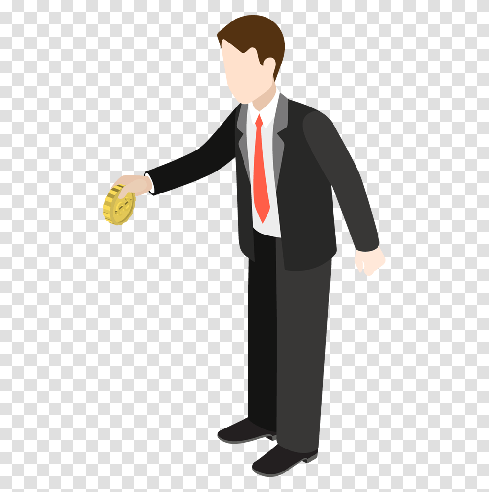 Cartoon Businessman Holding Gold Coin Free Stock Photos Cartoon Holding Gold Coin, Tie, Accessories, Person, Long Sleeve Transparent Png