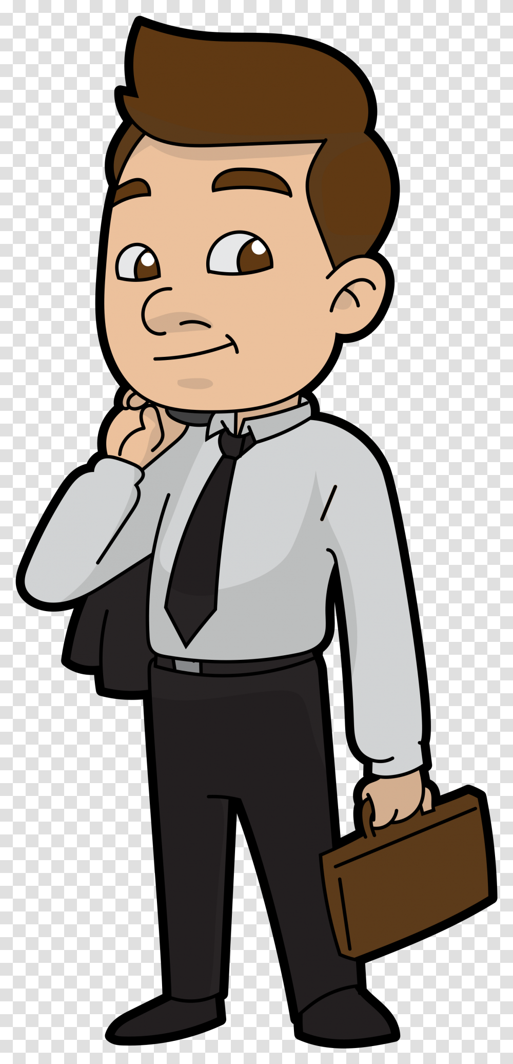 Cartoon Businessman Ready For Work, Person, Human, Tie, Accessories Transparent Png