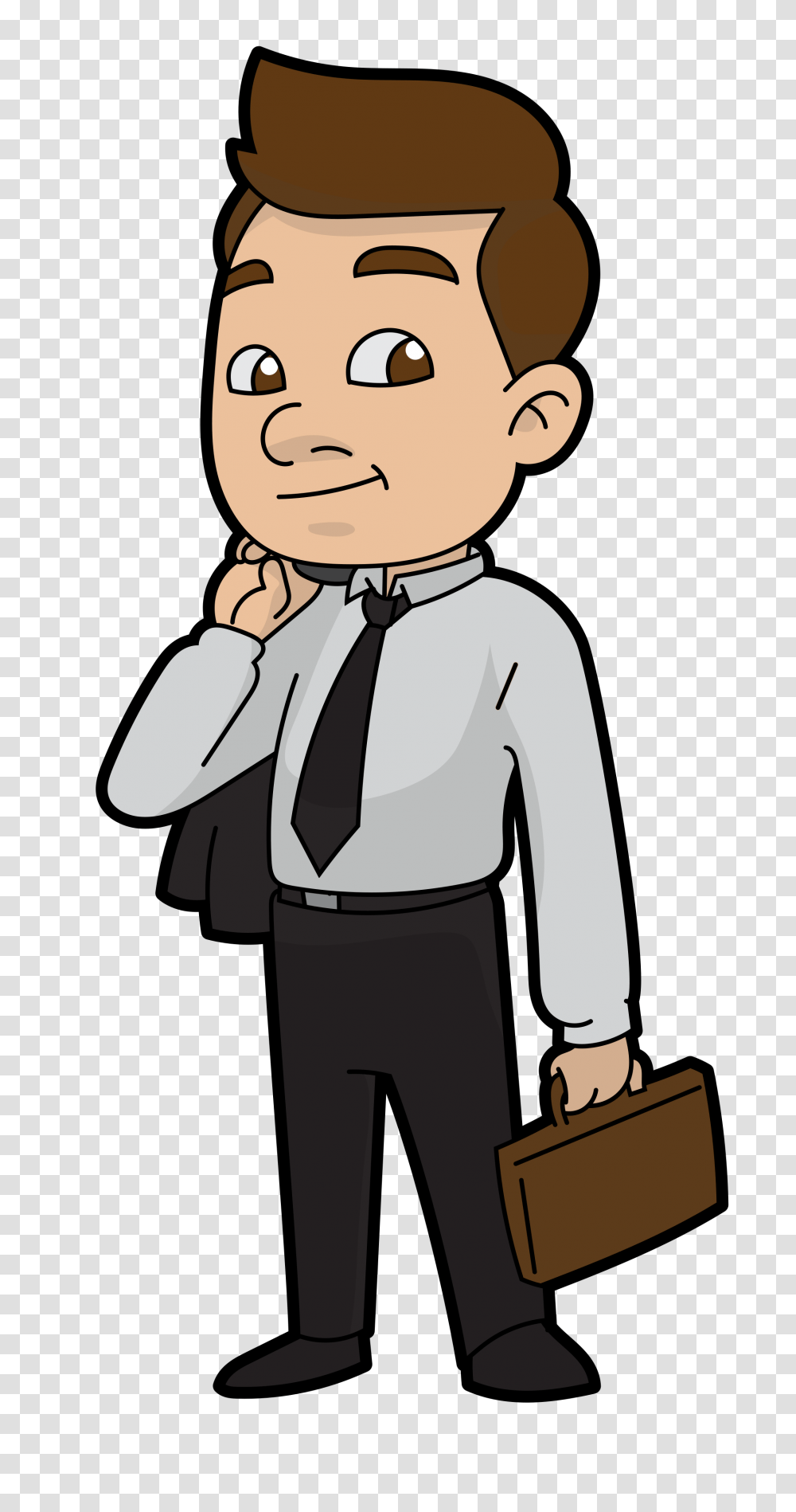 Cartoon Businessman Ready For Work, Person, Human, Waiter, Tie Transparent Png