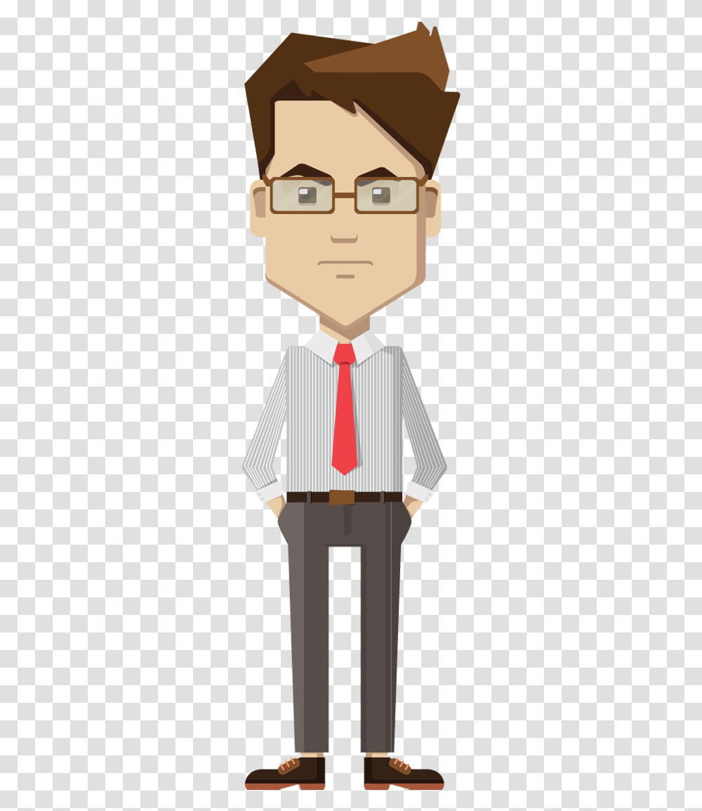 Cartoon Businessman Standing And Unhappy Person Clipart, Tie, Accessories, Accessory, Necktie Transparent Png