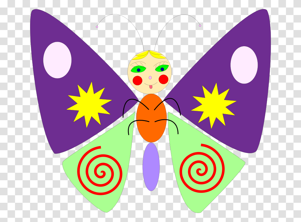Cartoon Butterfly Non Symmetric Cartoon Butterfly, Pattern, Ornament, Fractal Transparent Png
