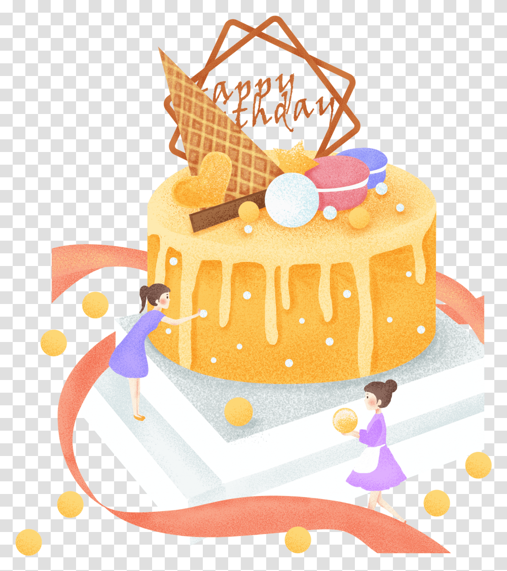 Cartoon Cake, Birthday Cake, Dessert, Food, Person Transparent Png